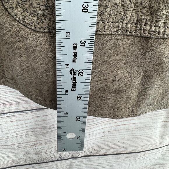 Vintage Echtes Leder Explorer Cargo Leather Jacket Mens XL Tan Gray Suede Collar - Picture 12 of 13